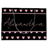 Modern Personalized Black Heart ラージペーパーバッグ (裏面)