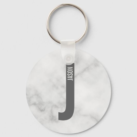 Modern Personalized Bold Monogram and Name キーホルダー (正面)