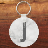 Modern Personalized Bold Monogram and Name キーホルダー (正面)