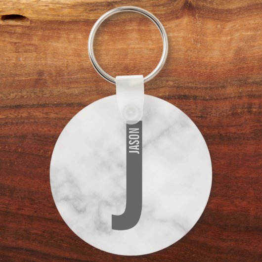 Modern Personalized Bold Monogram and Name キーホルダー (正面)