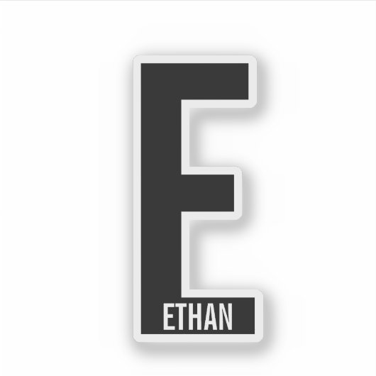 Modern Personalized Bold Monogram and Name シール (正面)