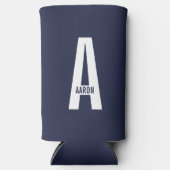 Modern Personalized Bold Monogram and Name スリム缶クーラー (正面)