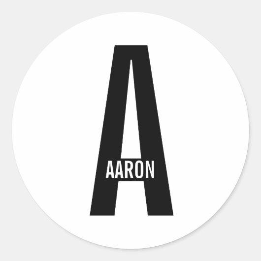 Modern Personalized Bold Monogram and Name ラウンドシール (正面)