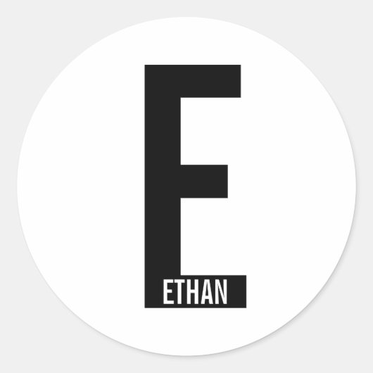 Modern Personalized Bold Monogram and Name ラウンドシール (正面)