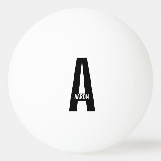 Modern Personalized Bold Monogram and Name 卓球ボール (正面)