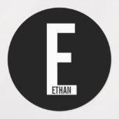 Modern Personalized Bold Monogram and Name Labels ラベル (デザイン2)