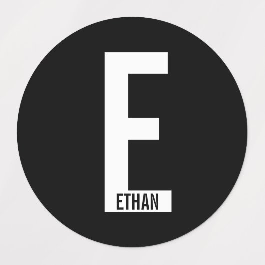 Modern Personalized Bold Monogram and Name Labels ラベル (デザイン1)