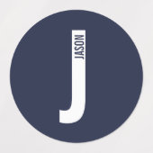 Modern Personalized Bold Monogram and Name Labels ラベル (デザイン2)