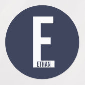 Modern Personalized Bold Monogram and Name Labels ラベル (デザイン2)
