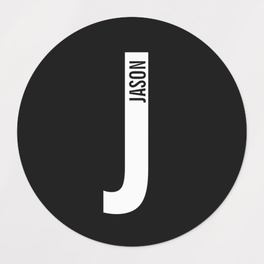 Modern Personalized Bold Monogram and Name Labels ラベル (デザイン2)
