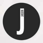Modern Personalized Bold Monogram and Name Labels ラベル (デザイン1)
