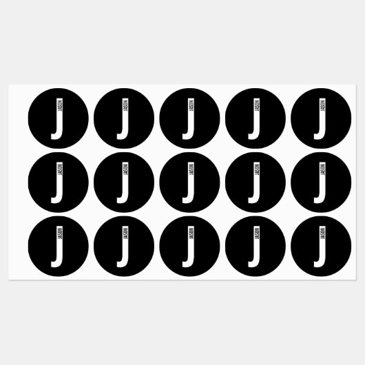 Modern Personalized Bold Monogram and Name Labels ラベル (シート)