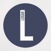 Modern Personalized Bold Monogram and Name Labels ラベル (デザイン1)