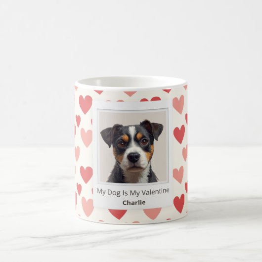 Modern Personalized Dog Valentine Mug コーヒーマグカップ (中央)