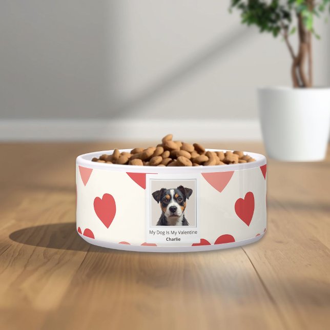 Modern Personalized Dog Valentine Pet Bowl ボウル (クリエイターアップロード済み)
