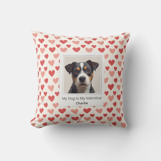 Modern Personalized Dog Valentine Pillow クッション (正面)