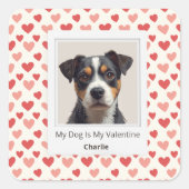 Modern Personalized Dog Valentine Stickers スクエアシール (正面)