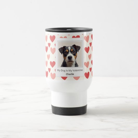 Modern Personalized Dog Valentine Travel Mug トラベルマグ (中央)