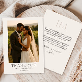 Modern Personalized Elegant Photo Wedding サンキューカード