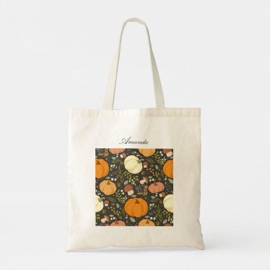 Modern Personalized Fall Pumpkin Season Tote Bag トートバッグ (裏面)