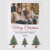 Modern Personalized Family Photo Christmas  薄葉紙 (正面)