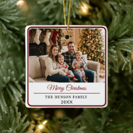 Modern Personalized Family Photo Merry Christmas セラミックオーナメント