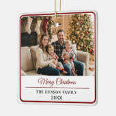 Modern Personalized Family Photo Merry Christmas  セラミックオーナメント (左)