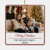 Modern Personalized Family Photo Merry Christmas  セラミックオーナメント (裏面)