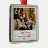 Modern Personalized Family Photo Merry Christmas  メタルオーナメント (右)