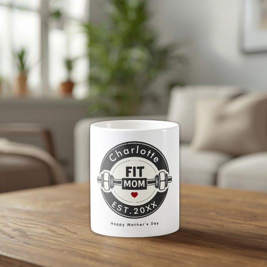 Modern Personalized Fit Mom Mothers Day Mug コーヒーマグカップ