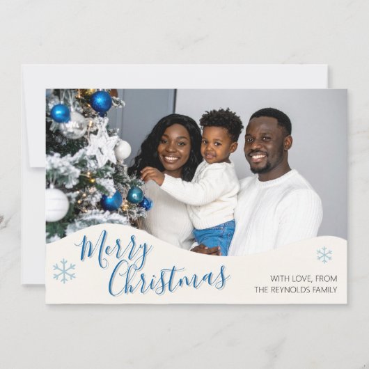 Modern Personalized Flat Christmas Greeting Card サンキューカード (正面)