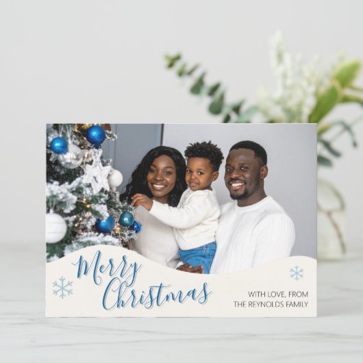 Modern Personalized Flat Christmas Greeting Card サンキューカード (スタンド正面)