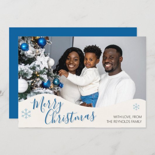 Modern Personalized Flat Christmas Greeting Card サンキューカード (正面/裏面)