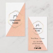 Modern Personalized Geometric Pink White Social  名刺 (正面/裏面)