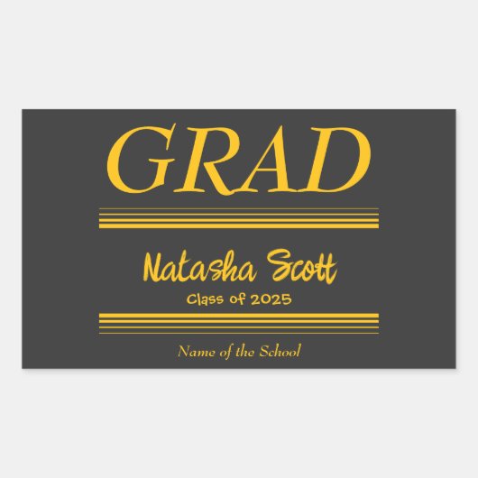 Modern Personalized grad school Graduation 長方形シール (正面)