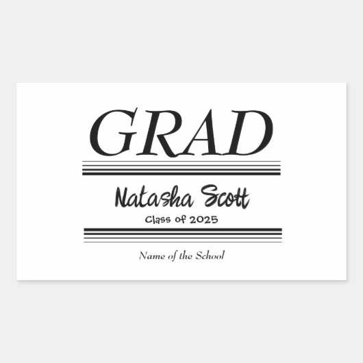 Modern Personalized grad school Graduation 長方形シール (正面)