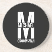 Modern Personalized Groomsmen Monogram and Name コースター (正面)