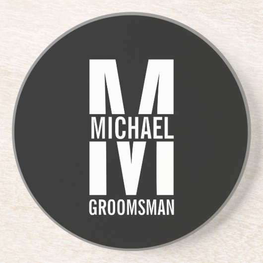 Modern Personalized Groomsmen Monogram and Name コースター (正面)