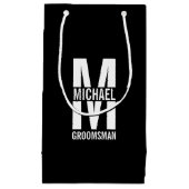 Modern Personalized Groomsmen Monogram and Name スモールペーパーバッグ (正面)