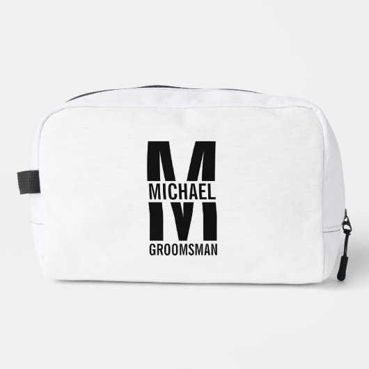 Modern Personalized Groomsmen Monogram and Name ドップキット (正面)