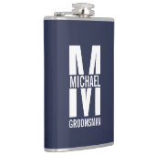 Modern Personalized Groomsmen Monogram and Name フラスク (右)