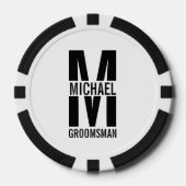 Modern Personalized Groomsmen Monogram and Name ポーカーチップ (正面)