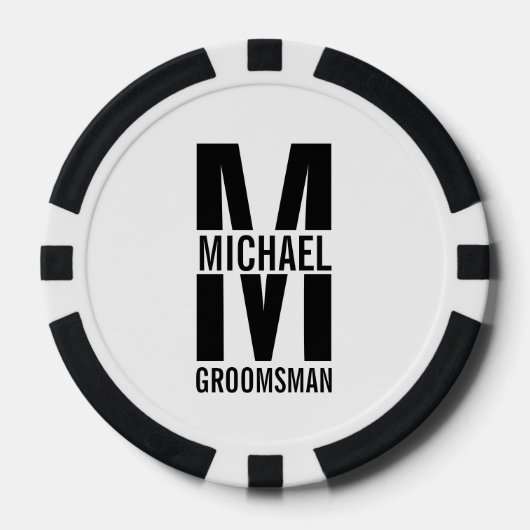 Modern Personalized Groomsmen Monogram and Name ポーカーチップ (正面)