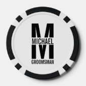 Modern Personalized Groomsmen Monogram and Name ポーカーチップ (裏面)
