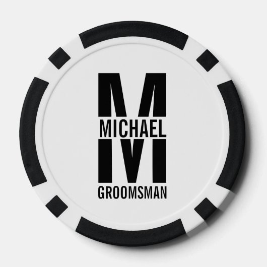 Modern Personalized Groomsmen Monogram and Name ポーカーチップ (裏面)