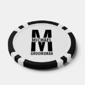 Modern Personalized Groomsmen Monogram and Name ポーカーチップ (シングル)