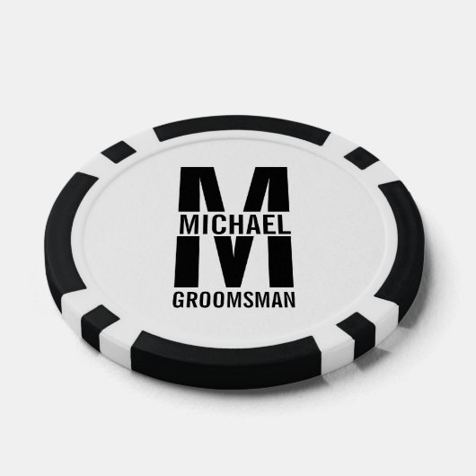 Modern Personalized Groomsmen Monogram and Name ポーカーチップ (シングル)