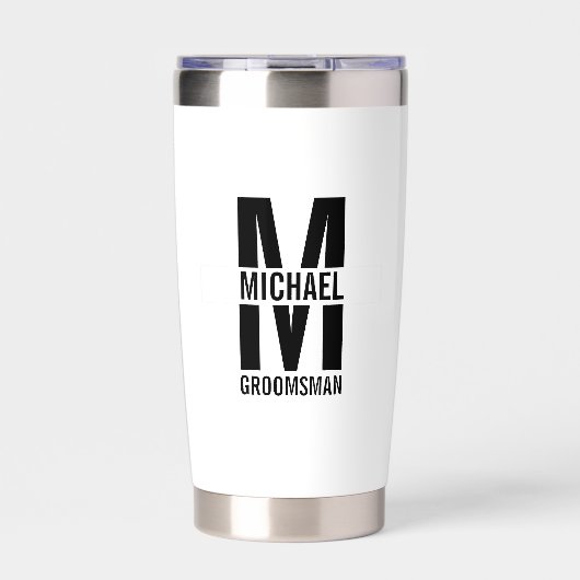 Modern Personalized Groomsmen Monogram and Name 保温保冷タンブラー (正面)