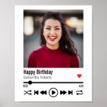 Modern Personalized Happy Birthday Photo ポスター<br><div class="desc">This personalized song playlist birthday design can be customized with your own message to your husband, wife, boyfriend, girlfriend, mother, father, brother, sister, family, or friends. This can be done by replacing the word "Happy Birthday" with your own short custom word/quote. The name can also be changed to your own...</div>