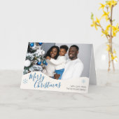 Modern Personalized Holiday Photo Greeting Card カード (黄色い花)